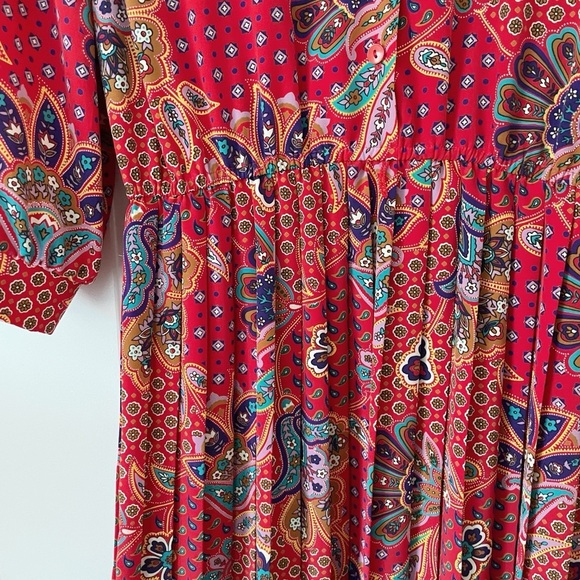 Vintage Lady Carol Petites of New York Paisley Red Maxi Dress USA made Size 12 - Picture 4 of 7